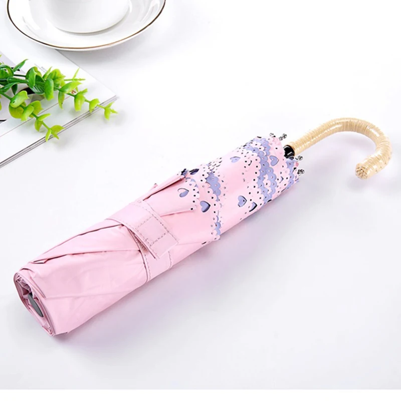 

C Wooden Handle Lace Umbrella Rain Sun Umbrella Women Fashion Arched Princess Umbrellas Female Parasol Creative Gift Parasol