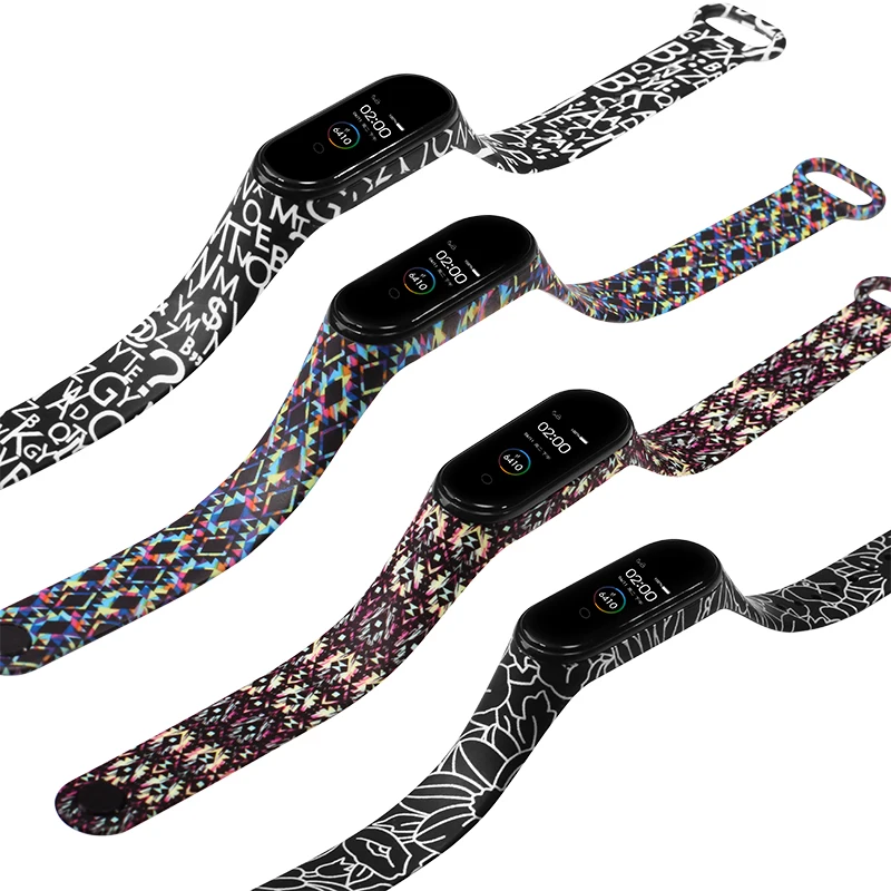 BOORUI mi band 4 ремешок умные аксессуары персонализированный принт различные цветы силиконовый сменный ремешок для xiaomi mi band 3/4