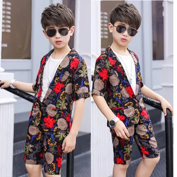 

Fashion 2020 Summer Kids Baby Boys Clothes Sets Floral Short Sleeve T-shirt Tops +Floral Short Pants 2PCS Outfit Sets 3-12Year