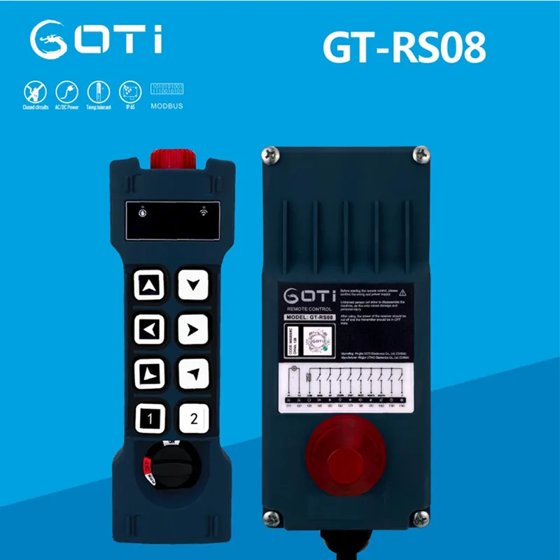 GT-RS08 Industrial Radio Wireless Crane Hoist Remote Control Switch 8 Channel Replace TELECRANE UTING F24-8S F23-A++ TELEcontrol