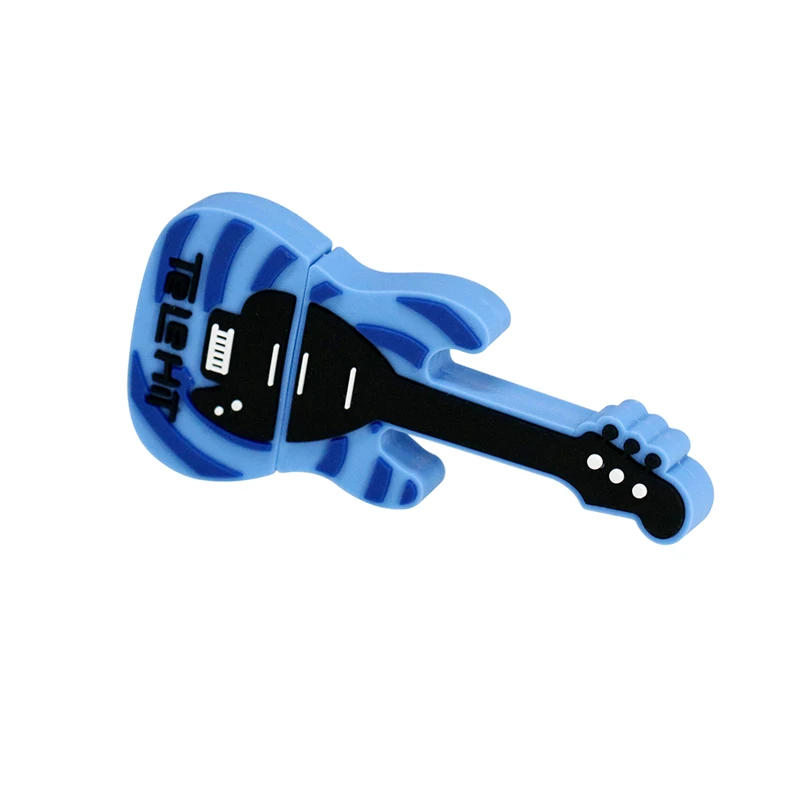 USB 2.0 Flash U disk Blue Music Electric Guitar Creative gift Pendrive 64 128GB 16 32 4 256 8 gb Pen Drive memory Stick Silicone