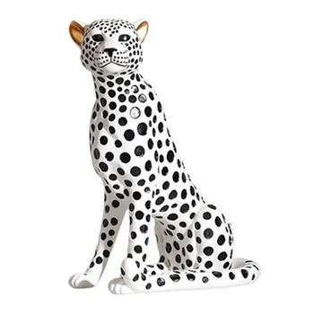 

Yayoi Kusama Wave Point Simulation Cheetah Resin Art&Craft Leopard Statue Creative Large-scale Animal Home Decorations X3924