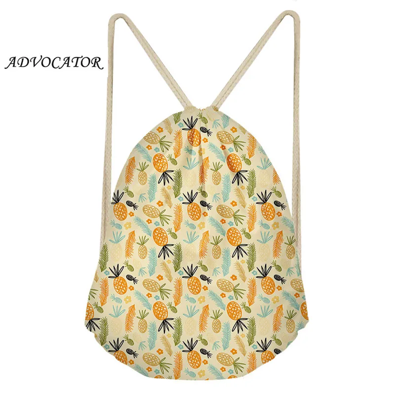 

kids Plain Drawstring Bags Schoolbags Cartoon Cactus and Pineapple Pattern Beach Shoulders Bags Men's Sports Bag mochila saco