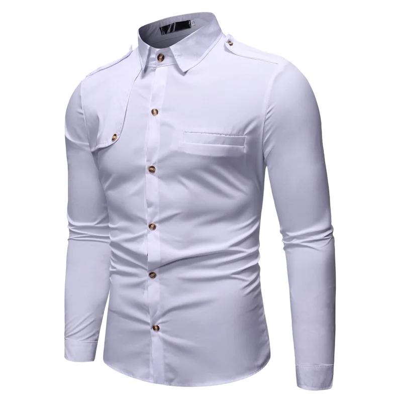 Мужская Повседневная рубашка Slim Fit Мужская Повседневная рубашка на пуговицах Однотонная рубашка с длинными рукавами официальные сорочки мужская одежда