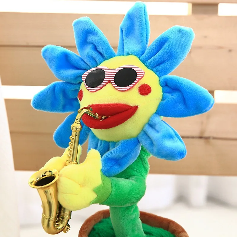 35 см саксофон танцы и пение цветок чарующий Подсолнух мягкие забавные плюшевые игрушки электрические игрушки для детей подарок