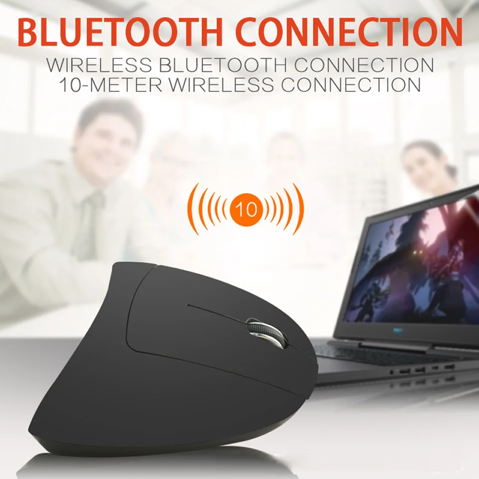 HKXA Wireless Mouse Vertical Gaming Mouse USB Computer Mice Ergonomic Desktop Upright 1600DPI for PC Laptop Office Home