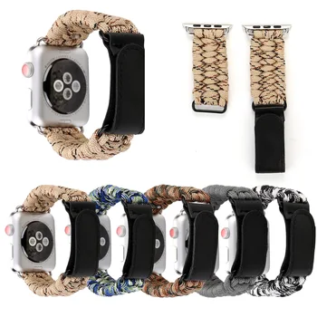 

For Apple IWatch 5 4 3 2 1 Velcro Camouflage Strap Outdoor Nylon Braided Rope iwatch Band 38mm/42mm/40mm/44mm