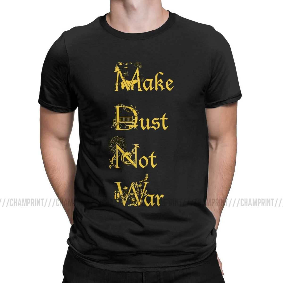 Мужская футболка Make Dust Not War His Dark Materials Lyra Iorek Bear Belacqua, хлопковые топы, футболка с коротким рукавом, Новое поступление, футболки - Цвет: Черный