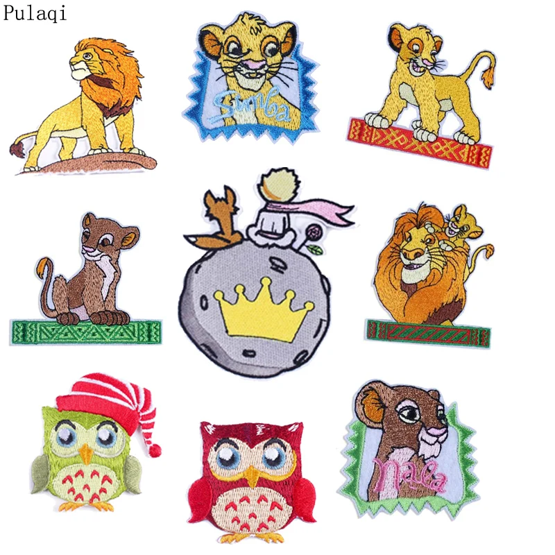 

Pulaqi Anime Lion King Patch Stripe Iron On Embroidered Patches For Clothes Little Prince Applique Cartoon Owl Unicorn Badge DIY