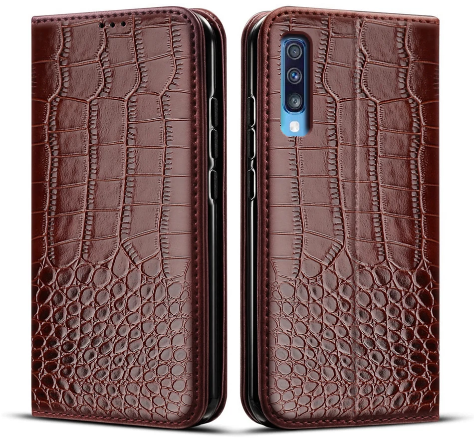 Leather Wallet Case Leather Case Phone Case Leather Phone Case Case For Samsung Galaxy A50 Case Crocodile texture leather Phone Cover For Samsung A50 A505 A505F SM-A505F Case 6.4