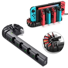 Nintendo anahtarı şarj 4 Port Joycons denetleyici Gamepad şarj standı istasyonu anahtarı konsolu tutucu şarj cihazı 8 oyun yuvaları