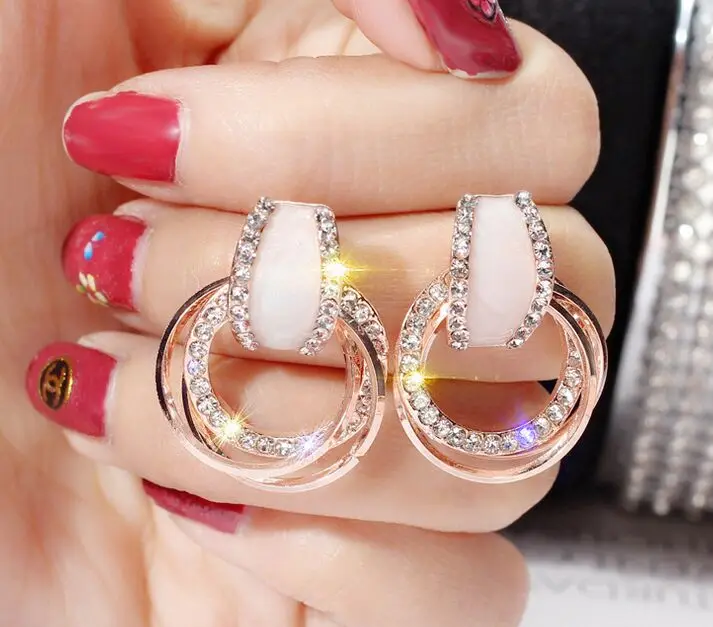 Ethos Серьги Геометрические круглые блестящие стразы серьги женские ювелирные