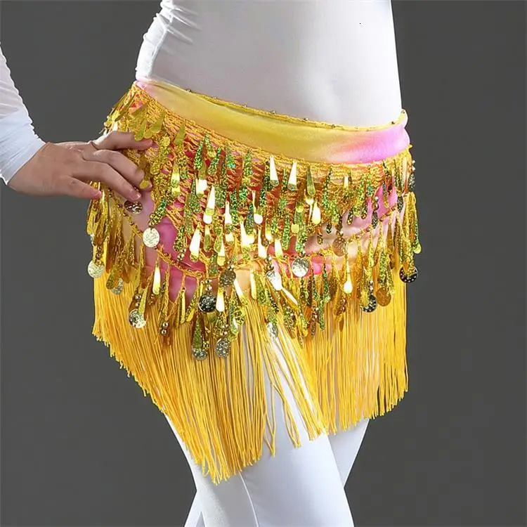 DJGRSTER New Handmade Beaded Hip Scarf Belly Dance Waist Band Golden Silver Gypsy Tassel Sequins Tribal Belt Belly Dance Costume (6)