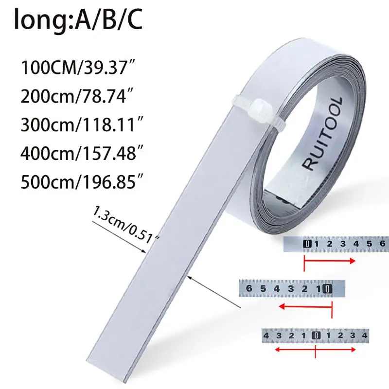 

Grey 1/2/3/4/5M Self-adhesive Tape Measure with Backing Table Sticky Measuring A9LB