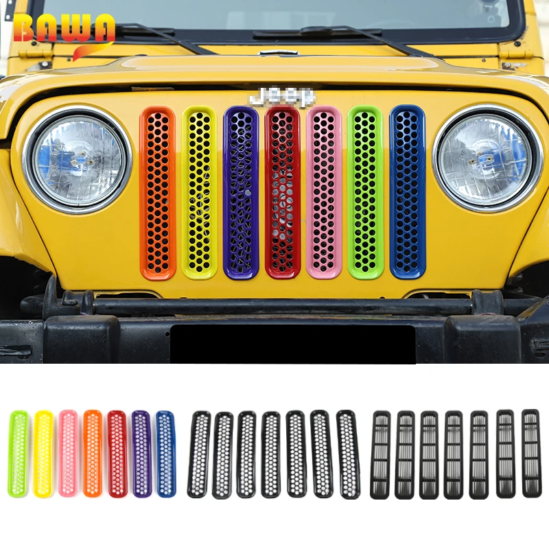 BAWA Car Insert Front Mesh Grille Decoration Cover Accessories For Jeep  Wrangler TJ 1997 2006 Exterior Parts For Wrangler TJ|Racing Grills| -  AliExpress