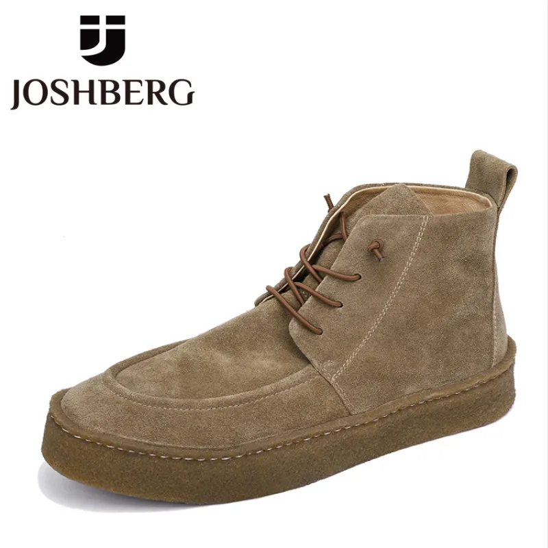 

JOSHBERG Luxury Designers Cow Leather Trendy Man Shoes Large Size Mens Work Boots Elegant Mens Work Boots Chaussures Homme