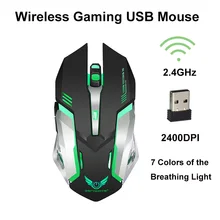 2,4 ГГц Беспроводная оптическая мышь для геймеров, новая игровая перезаряжаемая беспроводная мышь с USB Приемником, Mause для ПК, игровых ноутбуков