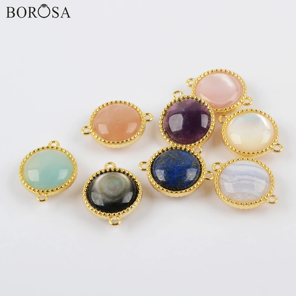 BOROSA 10 шт. подвески из натурального камня двойные шармы для изготовления