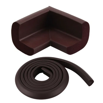 

9 Pcs Guard Protectors: 8 Pcs Coffee Color Kids Furniture Desk Table Corner Bumper Cushion Guard Protectors & 1 Pcs Brown 2M Chi