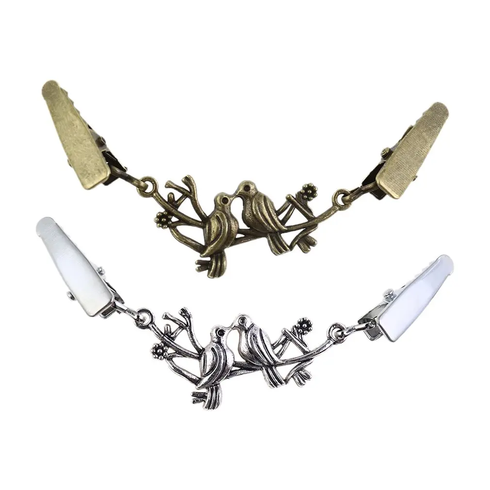 

Korean Version Of The Simple Personality Alloy Bird Shape Open Clips Wild Sweater Clip Clothing Link Buckle Ancient Silver