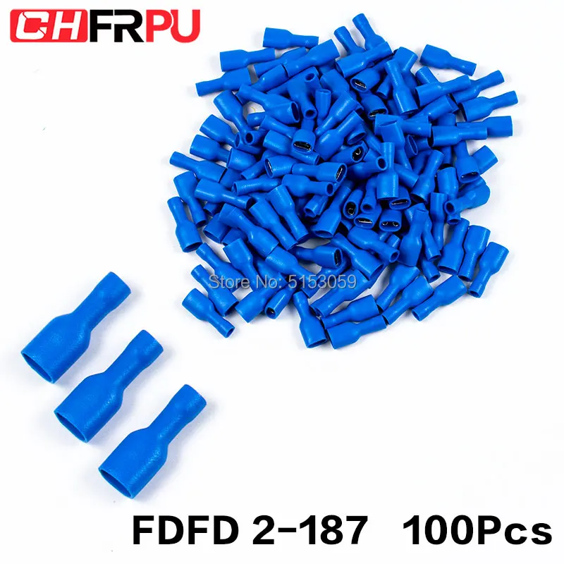 100 шт. 4,8 мм 16-14AWG FDFD/FDD/MDD 2-187 Женский Мужской изолированный Электрический обжим терминал для 1,5-2,5 мм2 Кабельный провод разъем