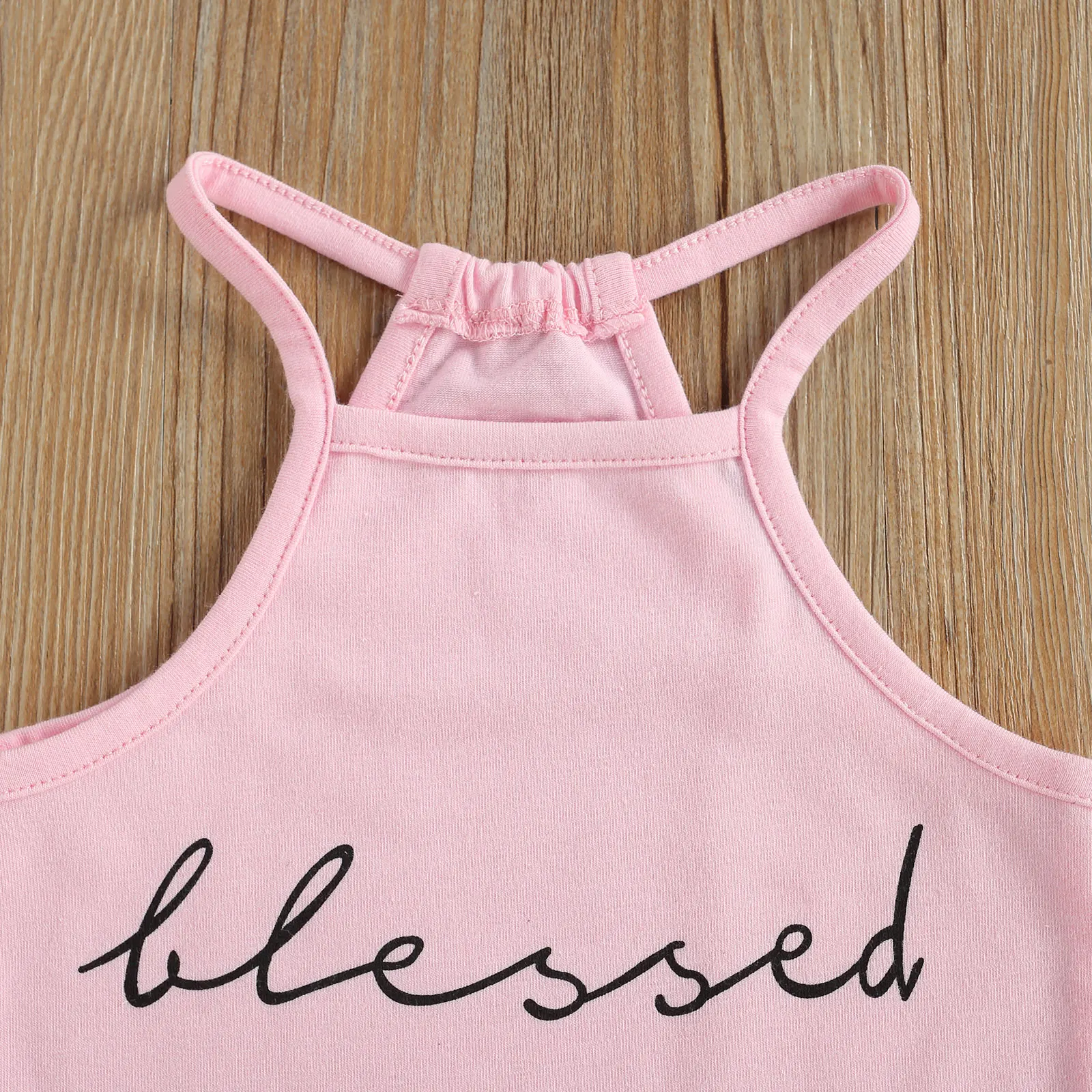 Infant Kids Baby Girl&rsquo;s 2Pcs Clothes Set Sleeveless Letter Printed High Neck Halter Tops with Camouflage Printed Long Pants kids clothing set girls clothing set