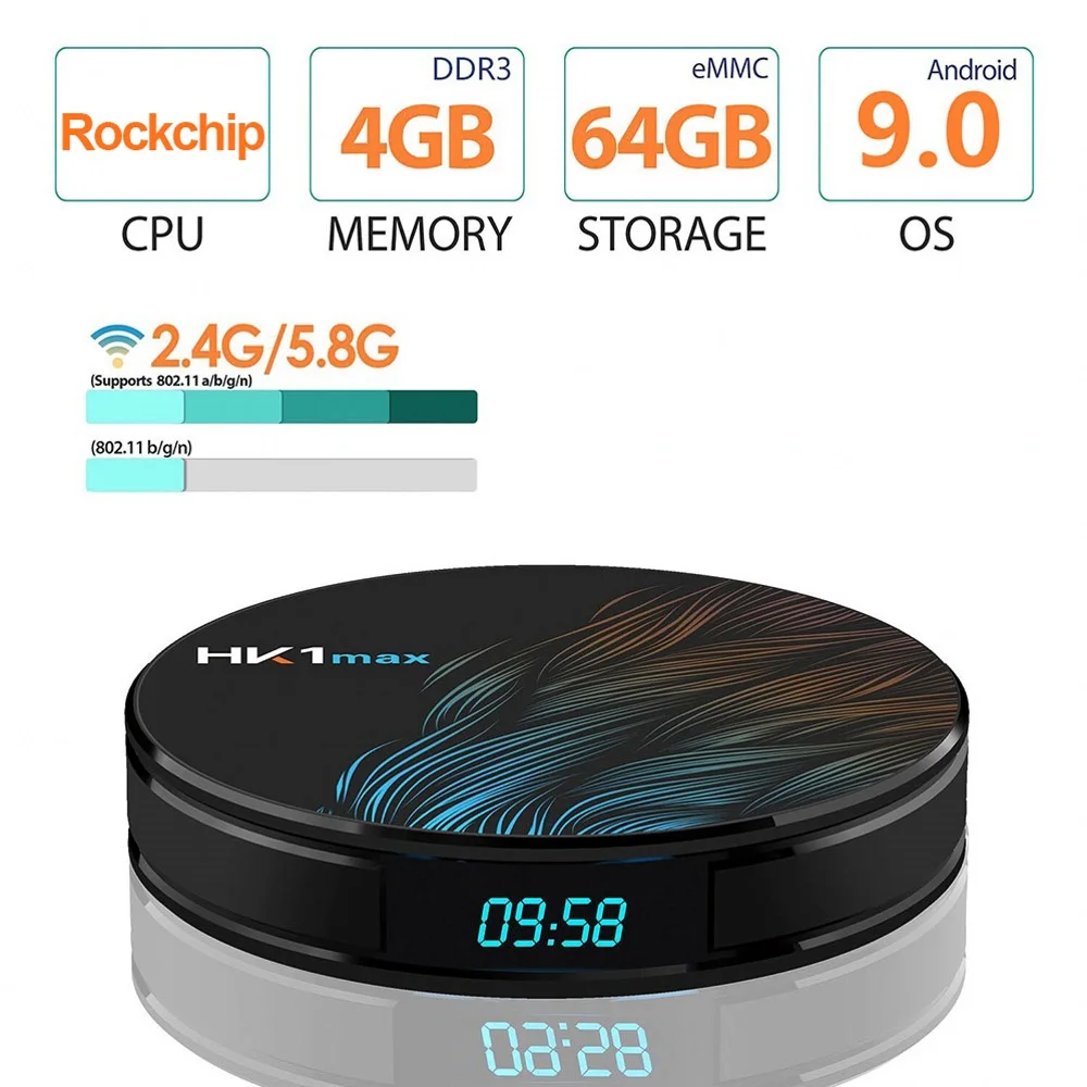 Смарт Android 9 0 ТВ бокс 2 4g / 5G WiFi четырехъядерный BT 4 удаленный медиаплеер Голосовое