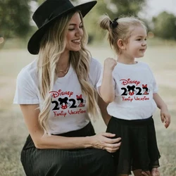 Disney 2022 família férias camiseta mickey minnie moda família olhar mãe e filha roupas mesmo verão crianças camisa do bebê corpo