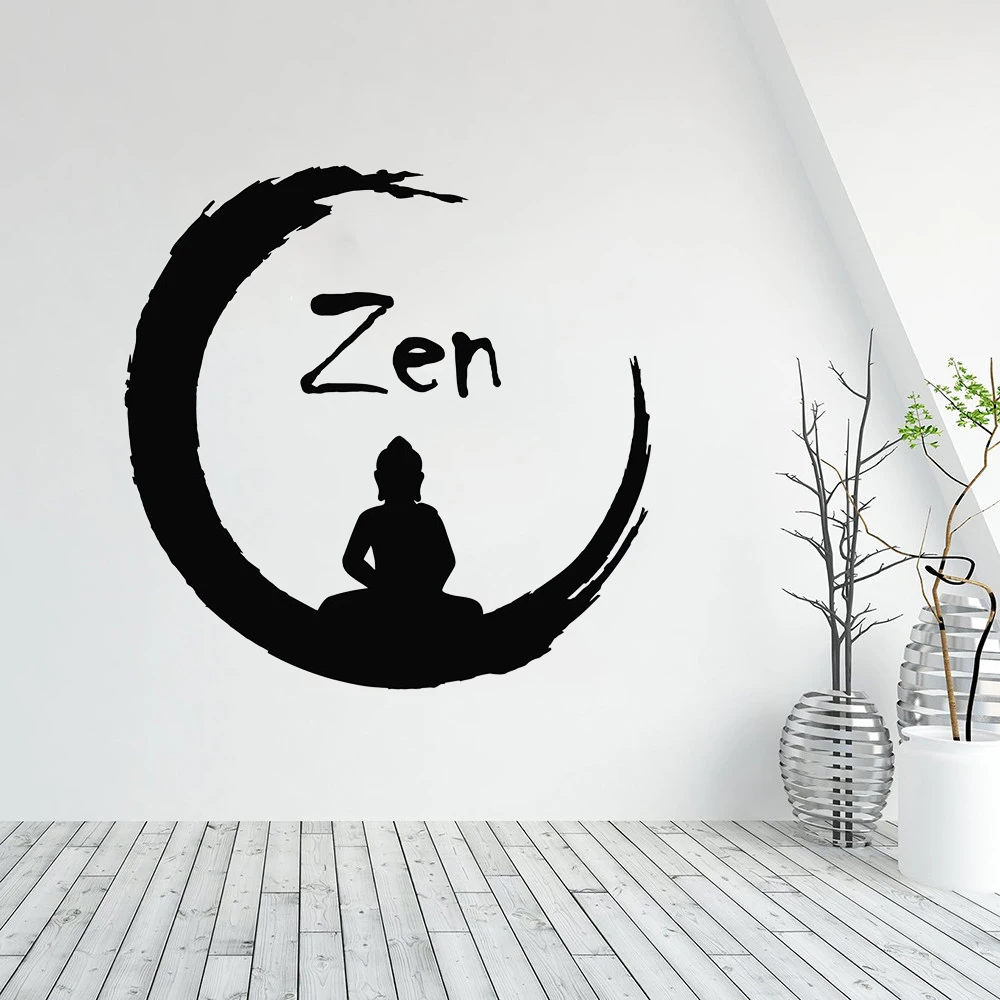 Zen round gym wall stickers Buddhist meditation Buddha yoga vinyl PVC  decals bedroom decoration Nordic home interior art design - AliExpress