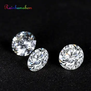 

Rainbamabom 1 PCS Top Quality Round Cut Moissanite Loose Gemstone DIY Stones Decoration Fine Jewelry Wholesale Lots Bulk GTC