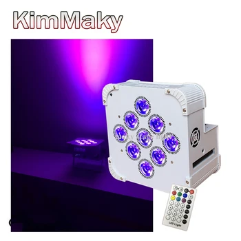 

Free shipping 1pcs Stage Light White Housing 9*18W RGBWA UV 6Square Slim Led Par Cans Battery Wireless Control Wedding uplights