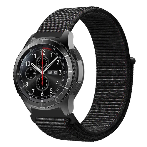 black 22 мм 20 мм Шестерня S3 ремешок для samsung Galaxy Watch 42 мм 46 мм полоса Frontier Классическая активная спортивная нейлоновая петля для samsung S3 S2 - Цвет ремешка: black