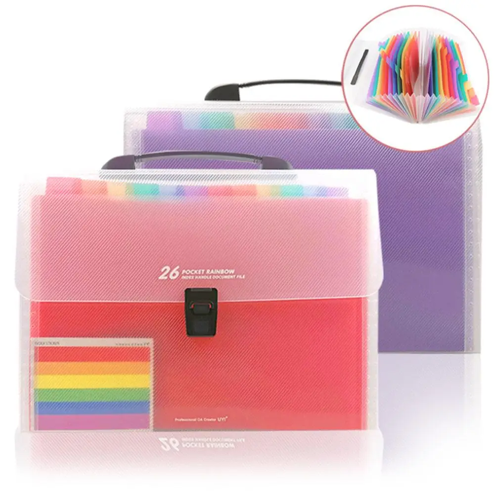 

File Manager 26 Pockets Handle Portable Expandable A4 Accordion File Organizer For Business Office Student