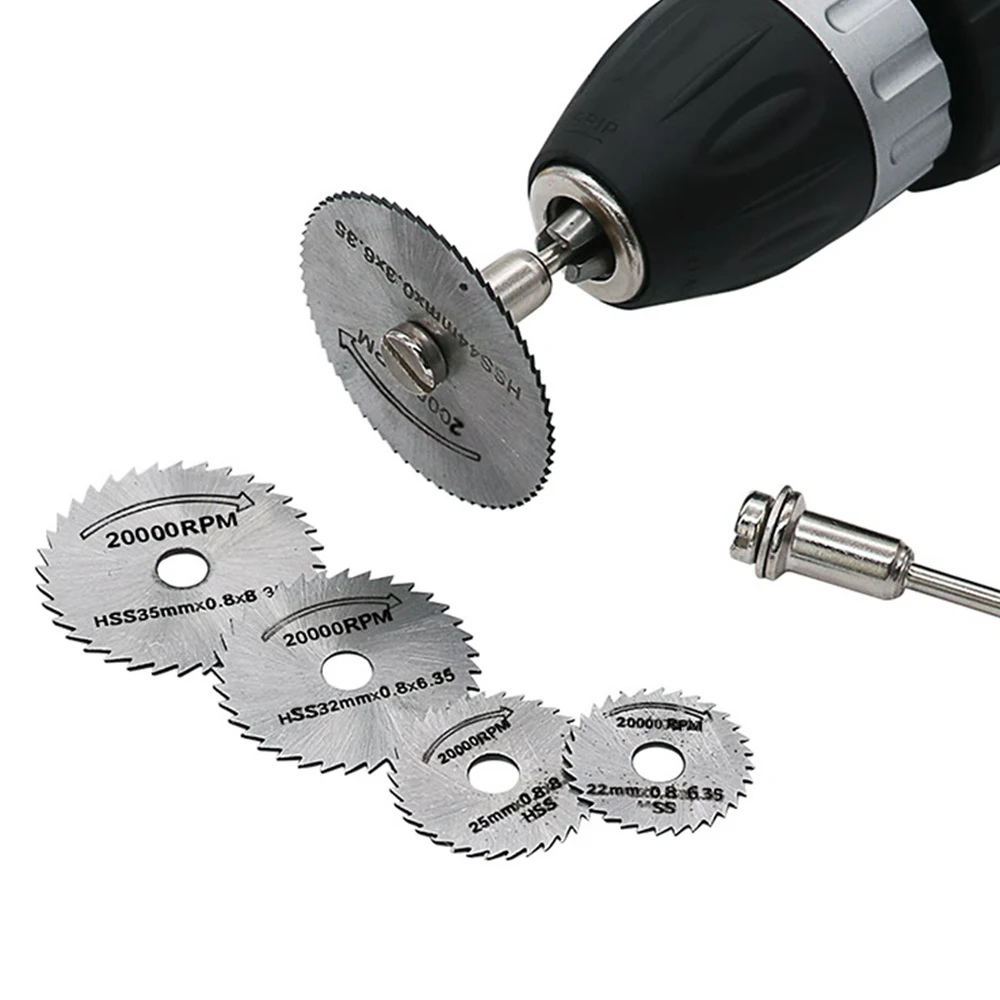 

7PCS Metal HSS Circular Saw Blade Woodworking Cutting Discs Drill Mandrel Metal Cutting Power Tool Set For Dremel Rotary Tool