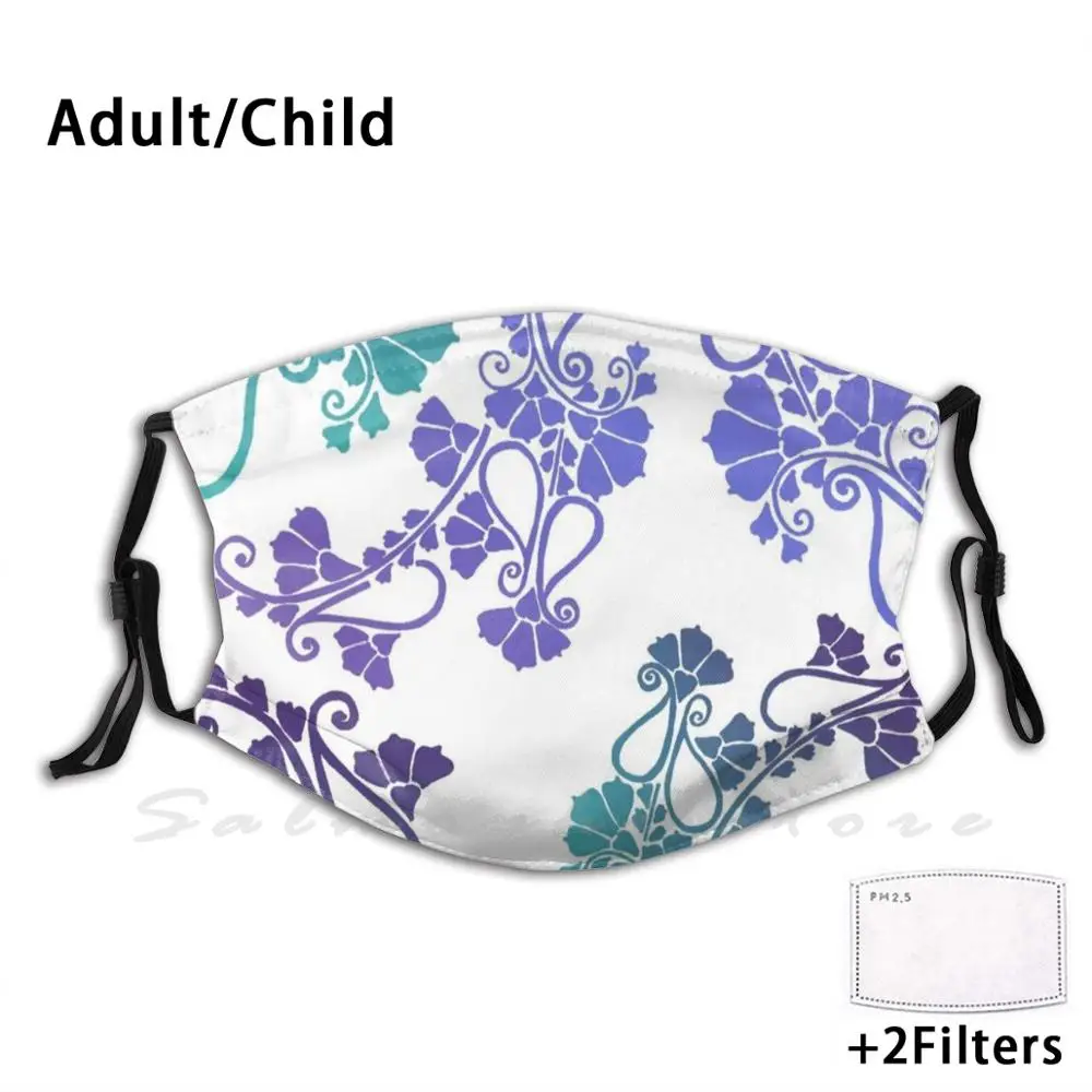 

Purple Paisley Funny Print Reusable Pm2.5 Filter Face Mask Desi Floral Teal Purple Mendi Henna Paisley Pattern Arastu