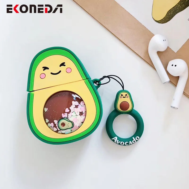 EKONEDA жидкий Блестящий Защитный чехол для Airpods клубника ананас авокадо силиконовый чехол для Airpods чехол