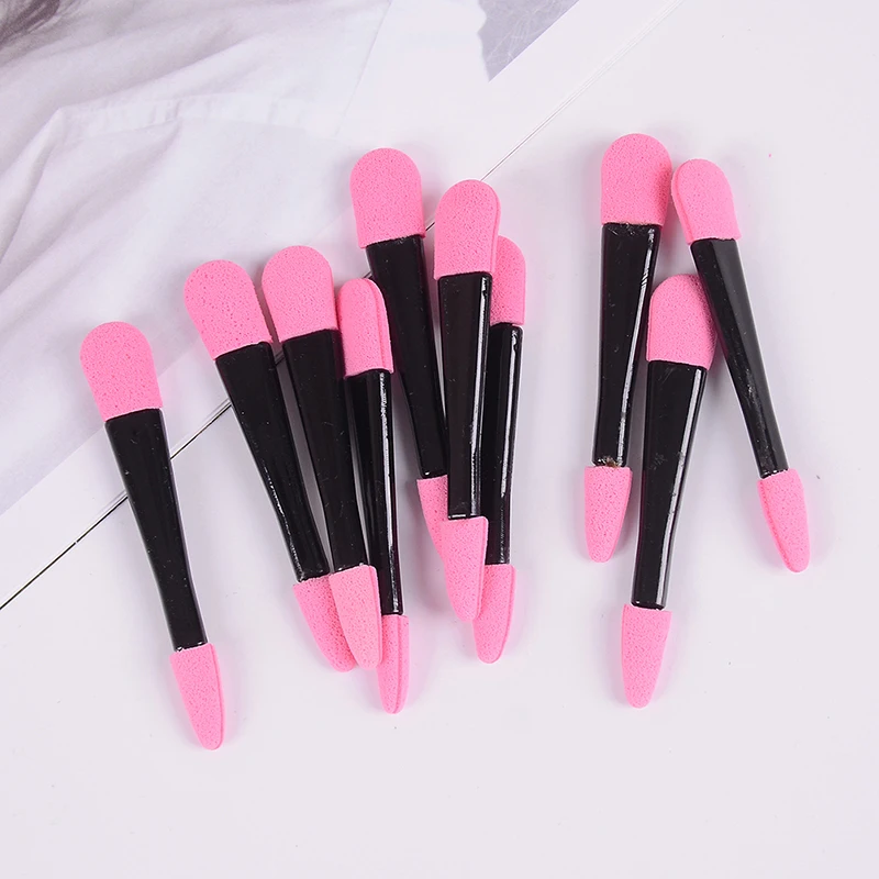 Pinceaux pour application de fard à paupières, brosses à poudre portables, Double extrémité, applicateur de fard à paupières Pro, éponge, fournitures de maquillage, 10 pièces