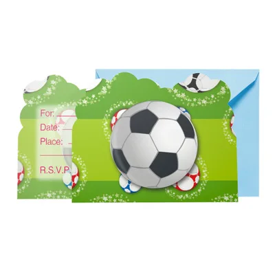 6pcs invitation card Мира Футбол вечерние набор одноразовой посуды Baby Shower одноразовая посуда набор питания для мальчиков любимые День рождения - Цвет: 6pcs invitation card