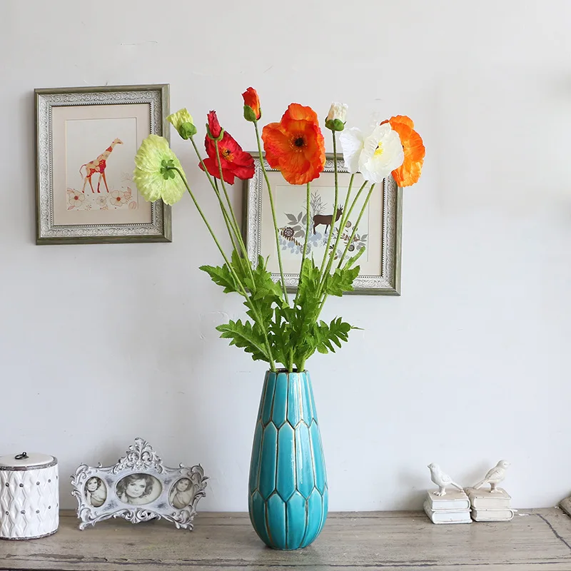 5 piezas de amapola искусственные de seda фарфор de amapola decoración de fiesta de novia de fiesta de boda