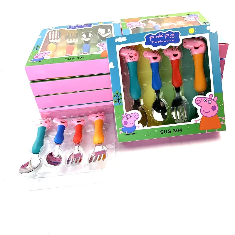 Peppa Pig-figuras de acción de Peppa Pig, conjunto de 4 Uds. De familia de conejillos de indias, Anime Original, vajilla de juguete para niños, regalos de navidad