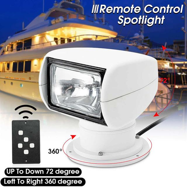12V Marine Boat Spotlight 2500LM 3200K 100W Bulb Remote Control White Searchlight Light PC