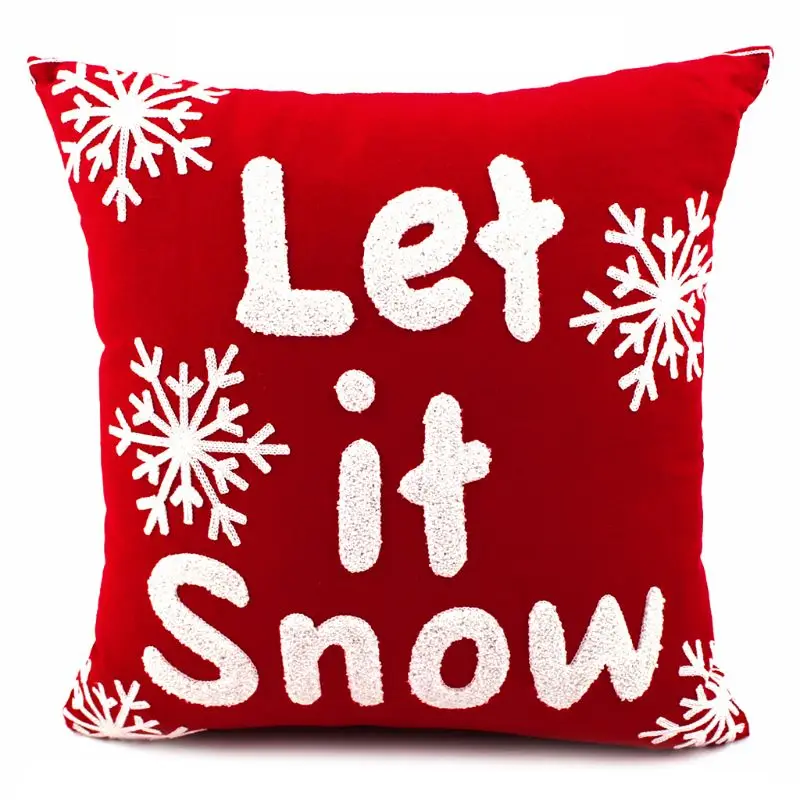 18 Christmas Patterns Pillow Case Cotton Embroidered Cushion Cover Festival Decor 634E - Цвет: 18