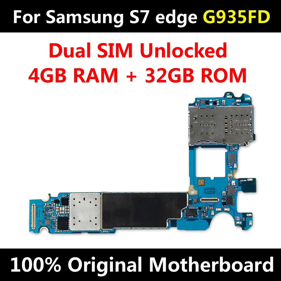 EU Version For Samsung Galaxy S7 edge G935FD Dual SIM Motherboard Original Factory Unlocked MainBoard With Chips IMEI Android OS