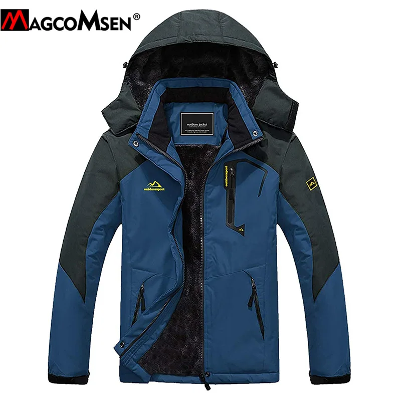 MAGCOMSEN-Parka de invierno para hombre, abrigo polar térmico abrigado, resistente al viento, con múltiples bolsillos, impermeable, con capucha, 7XL