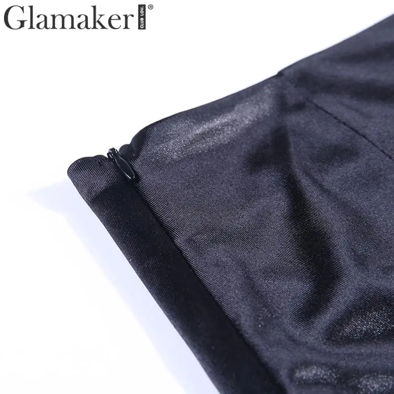 Glamaker, сексуальный костюм из двух частей, атласное платье, женское, облегающее, Мини, Клубное, черное платье, элегантные, вечерние, без рукавов, женское короткое платье