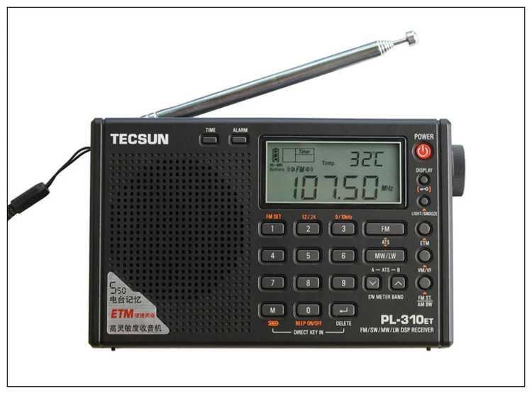 TECSUN PL-310ET FM AM MW SW LW приемник DSP WORLD BAND коротковолновое радио Цифровая Демодуляция стерео радио приемник Прямая поставка - Цвет: Black