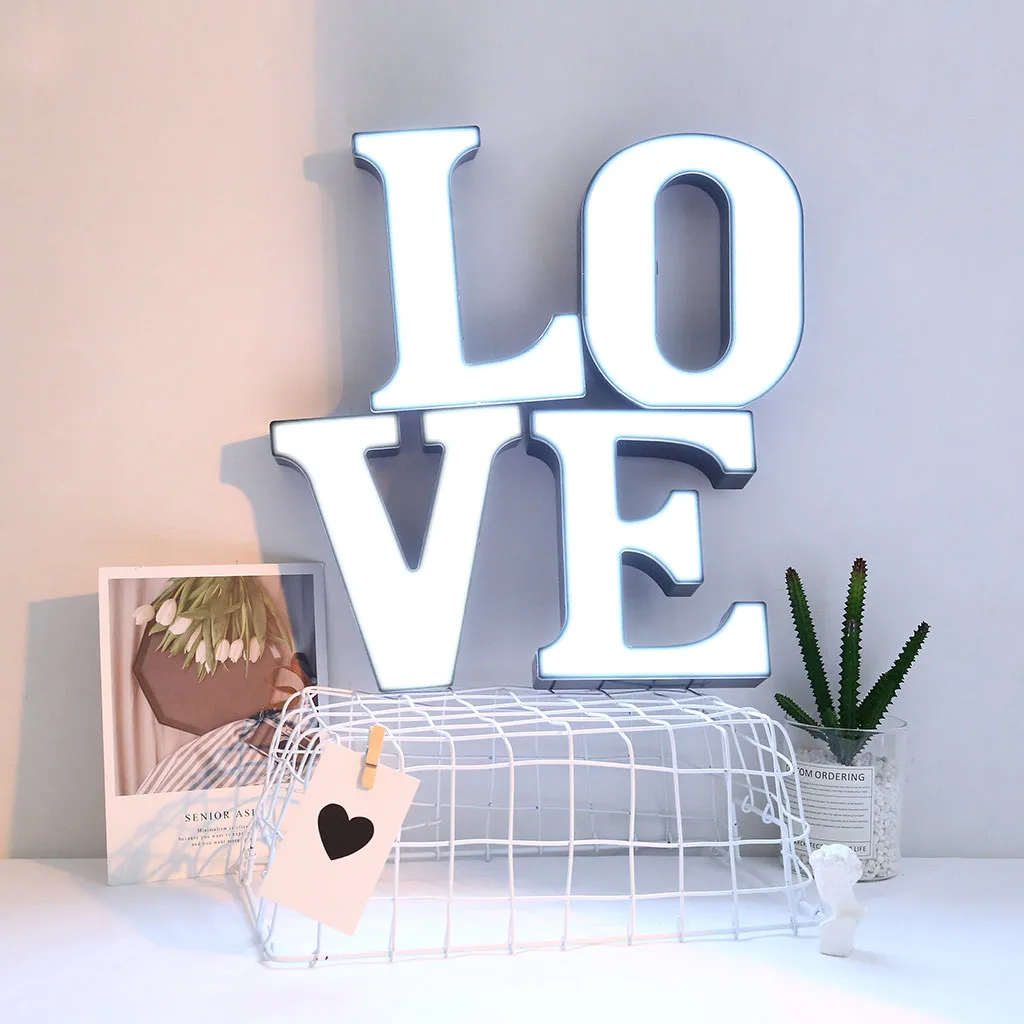 DIY 26 букв светодиодный ночник английский Marquee знак Алфавит 3D Настенный ночник t домашний Свадебный день рождения Жених