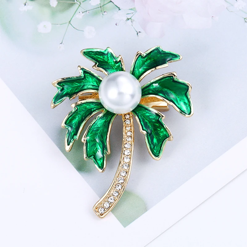 Женская Брошь из розового золота с искусственным жемчугом булавка в виде