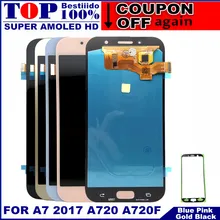 Супер AMOLED дисплей для телефона для Samsung Galaxy A7 A720 A720F A720M lcd s кодирующий преобразователь сенсорного экрана в сборе Замена ЖК