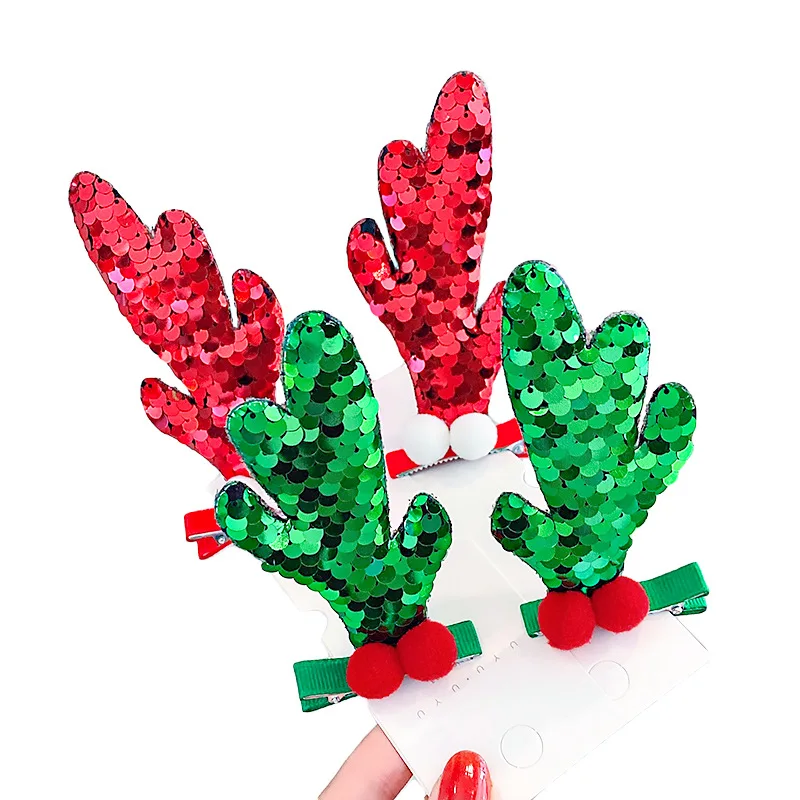 

2020 New Girls Christmas Baby Girl Hairpins Headdress Festival Style Red Antler Headband Hair Accessories Hairpins